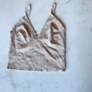 WAYF tan ribbed crop tank